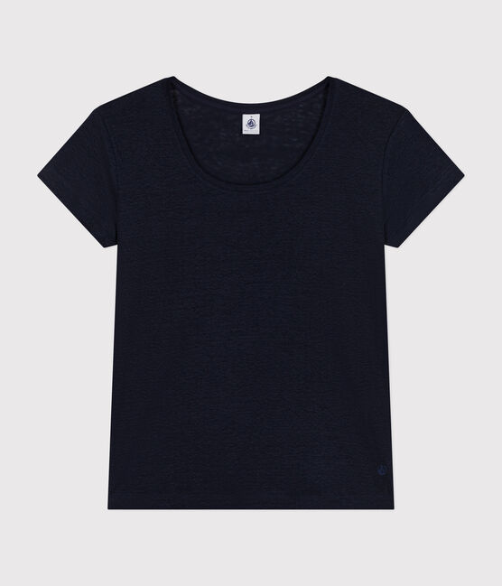 Tee-shirt Le Droit col rond en lin femme bleu SMOKING