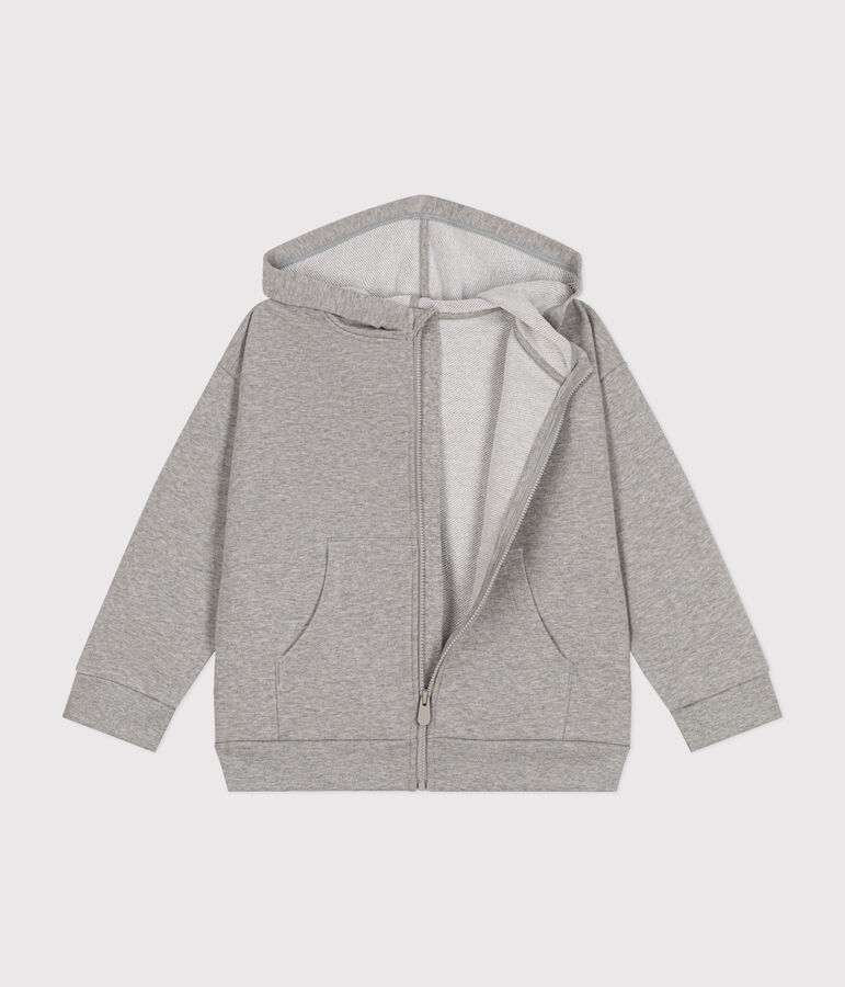 Sweatshirt zipp&eacute; &agrave; capuche en molleton enfant gar&ccedil;on gris CHATON CHINE