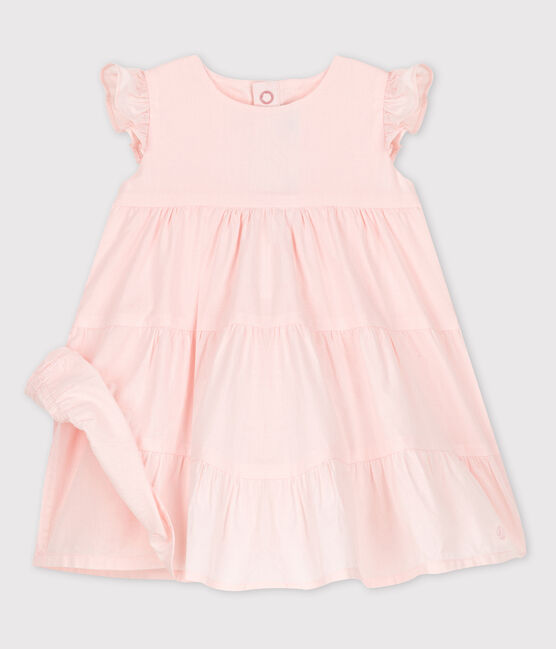 Robe sans manches bébé en popeline rose FLEUR
