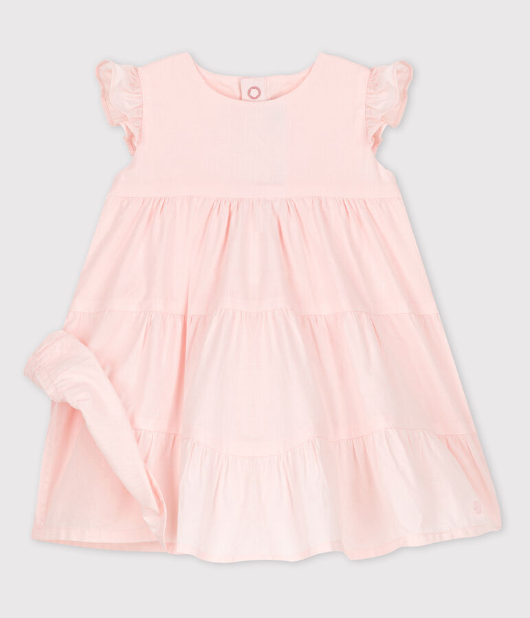 Robe sans manches b&eacute;b&eacute; en popeline rose FLEUR