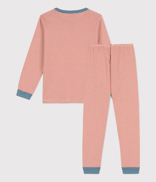 Pyjama milleraies en coton enfant rose/blanc