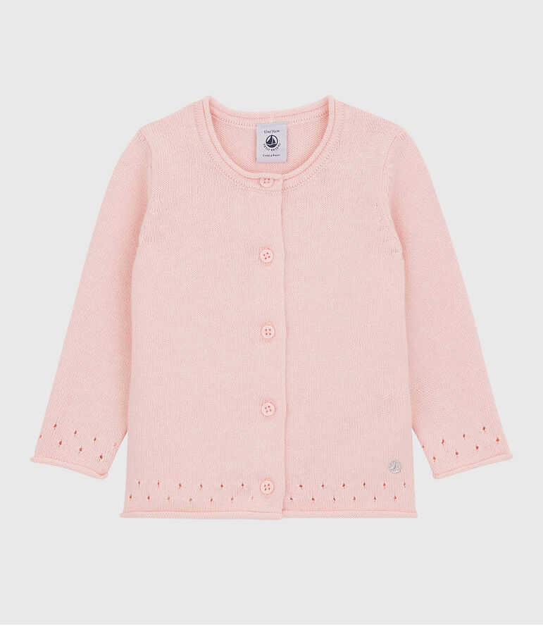 Cardigan en tricot b&eacute;b&eacute; rose MINOIS