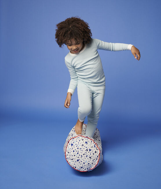 Pyjama snugfit rayé bleu petit garçon en coton bleu TIKI/blanc MARSHMALLOW