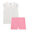 Pyjacourt petite fille en lin/coton blanc MARSHMALLOW/blanc MULTICO