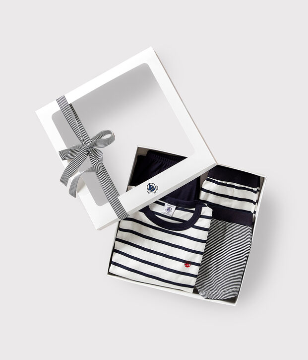 Coffret cadeau pyjama et boxers ray&eacute;s en coton multicouleur