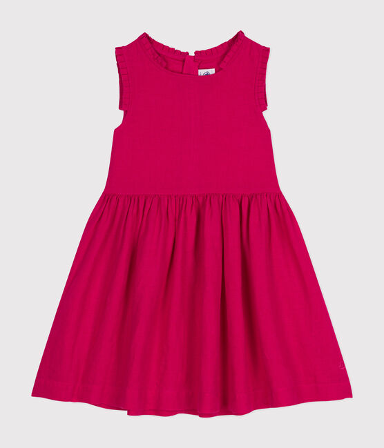 Robe sans manche en lin enfant fille rose DELHI