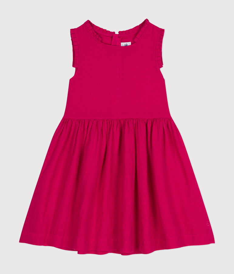 Robe sans manche en lin enfant fille rose DELHI
