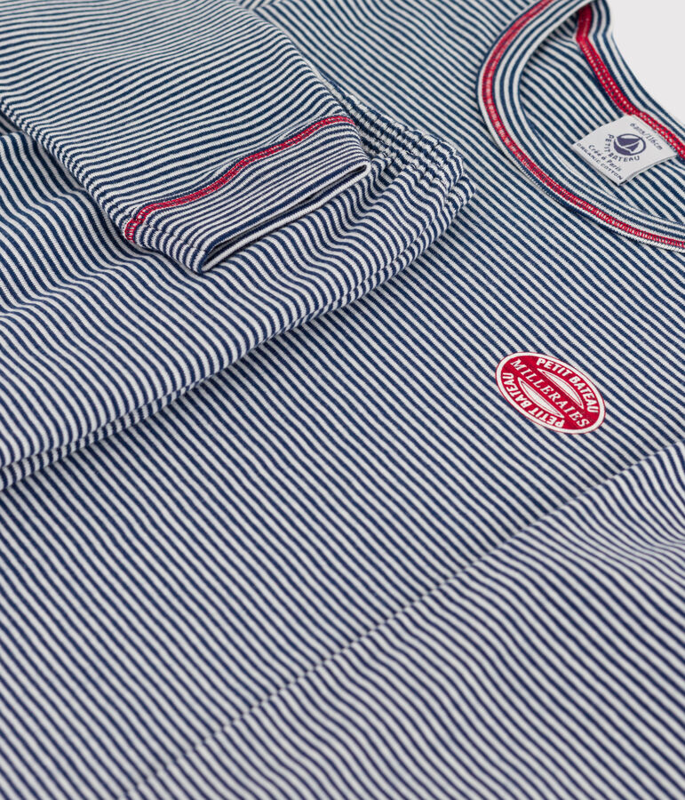 Pyjama milleraies en coton enfant bleu MEDIEVAL/blanc MARSHMALLOW