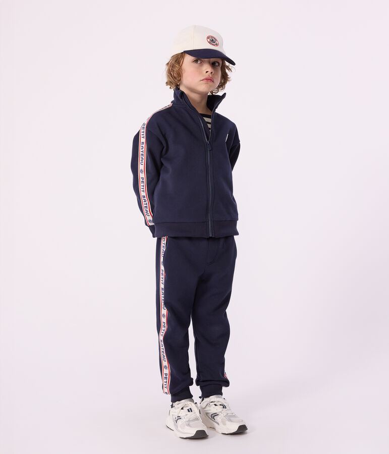 Sweatshirt zipp&eacute; enfant en coton bleu SMOKING