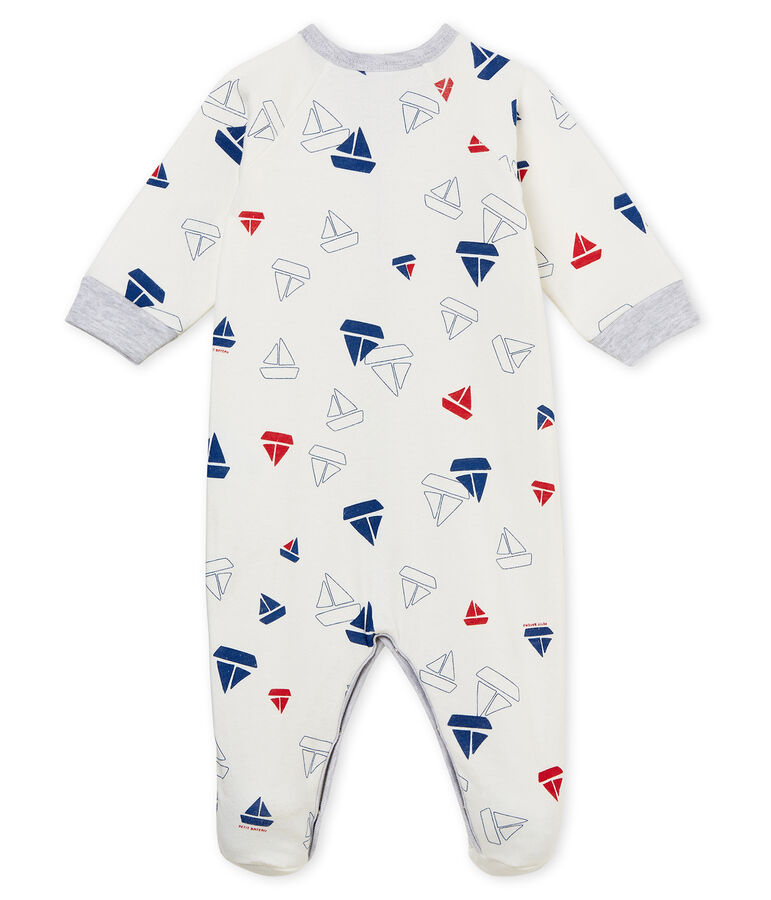 Dors bien b&eacute;b&eacute; gar&ccedil;on en tubique blanc MARSHMALLOW/blanc MULTICO