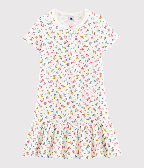 Chemise de nuit petite fille en côte blanc MARSHMALLOW/blanc MULTICO