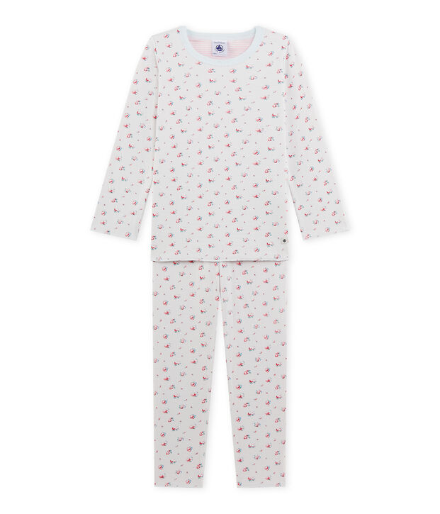 Pyjama fille imprim&eacute; petites fleurs bleu/multicouleur