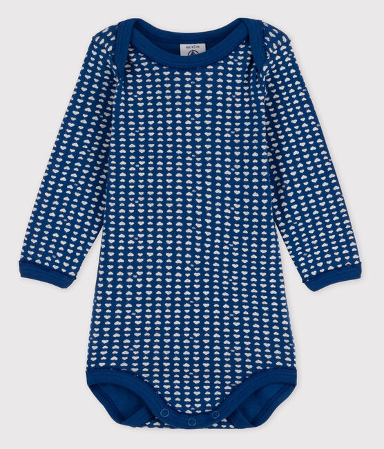 Body manches longues bébé fille bleu MAJOR/blanc ECUME