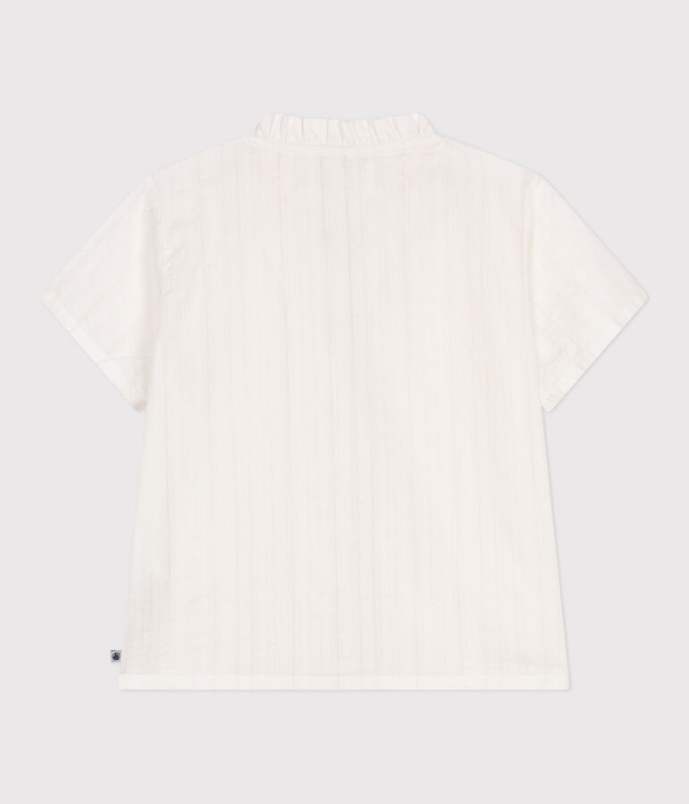 Blouse enfant en coton manches courtes unie blanc ECUME