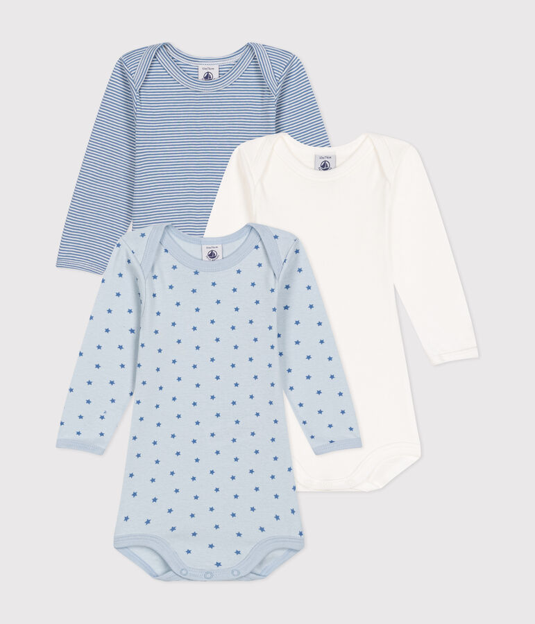 Lot de 3 bodies manches longues mini c&oelig;urs en coton b&eacute;b&eacute; multicouleur