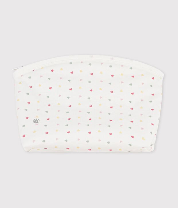 Pochette b&eacute;b&eacute; en coton imprim&eacute; petits c&oelig;urs blanc/multicouleur