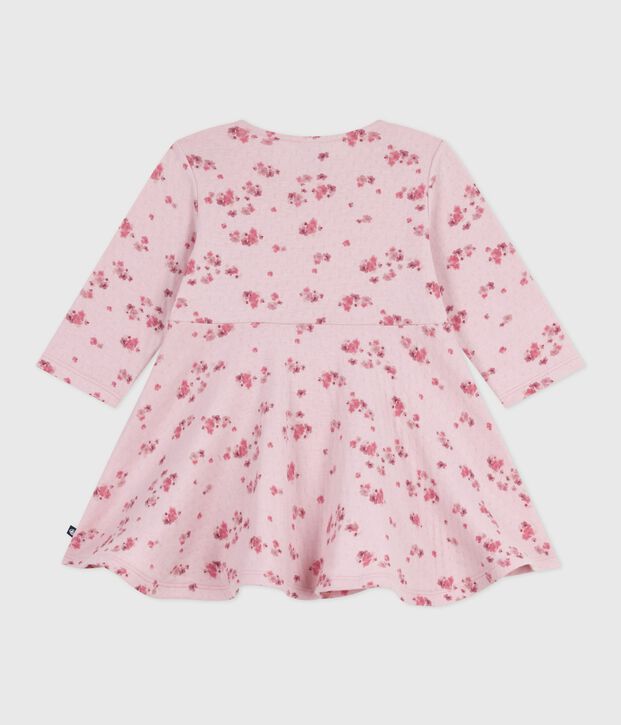 Robe b&eacute;b&eacute; en coton manches longues imprim&eacute;e fleurs rose/multicouleur