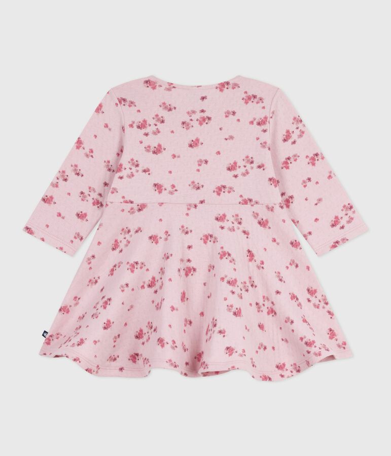 Robe b&eacute;b&eacute; en coton manches longues imprim&eacute;e fleurs rose JOLI/blanc MULTICO
