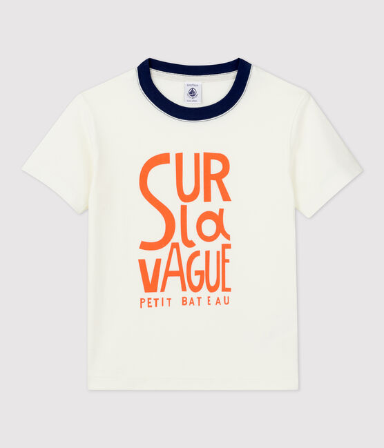 T-shirt manches courtes en coton enfant garçon blanc MARSHMALLOW