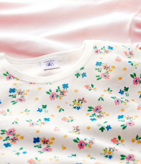 Lot de 2 tee shirts manches courtes imprimé fleuri petite fille en coton biologique variante 1