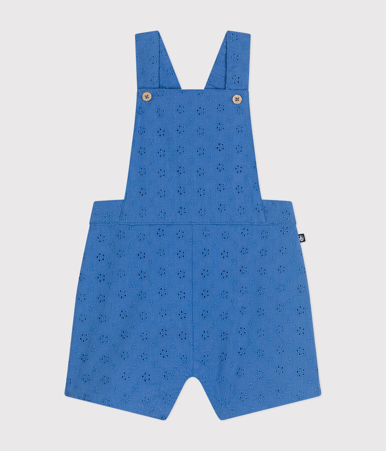 Salopette courte en broderie anglaise b&eacute;b&eacute; bleu GAULOISE