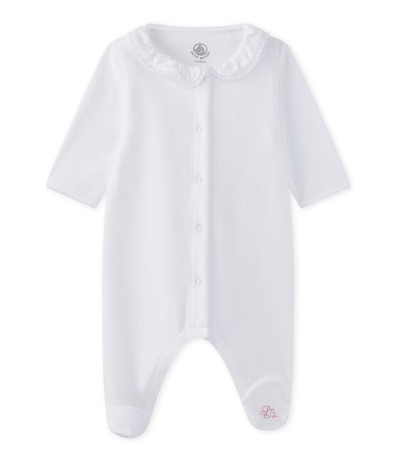 Dors-bien bébé fille en velours blanc ECUME