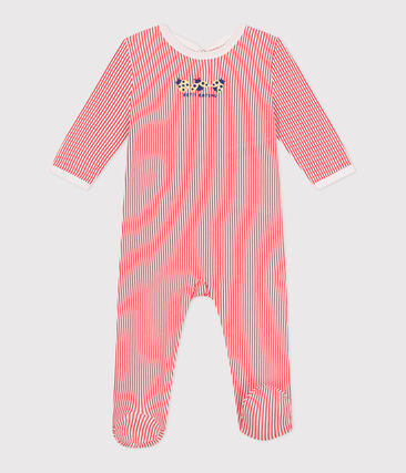 Pyjama bébé en coton ouverture au dos rayé