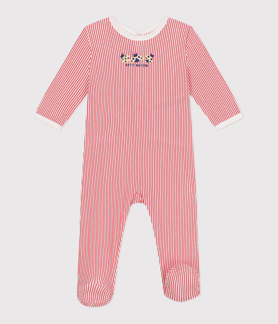 Pyjama bébé en coton ouverture au dos rayé ECUME/ SUSHI