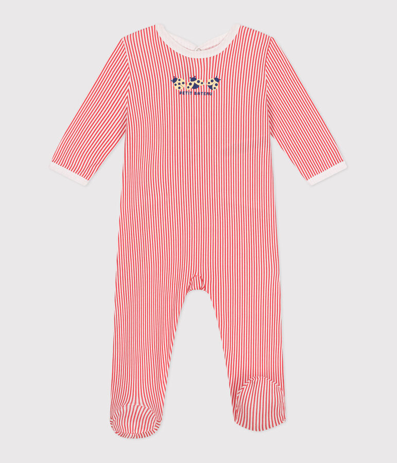 Pyjama b&eacute;b&eacute; en coton ouverture au dos ray&eacute; ECUME/ SUSHI