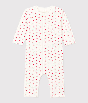 Combinaison longue petit cœur en molleton bébé