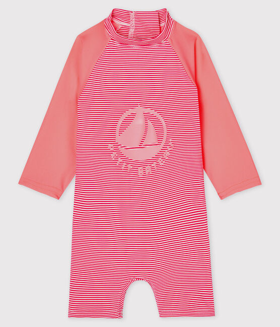 Combinaison écoresponsable bébé fille/garçon rose GEISHA/blanc MARSHMALLOW