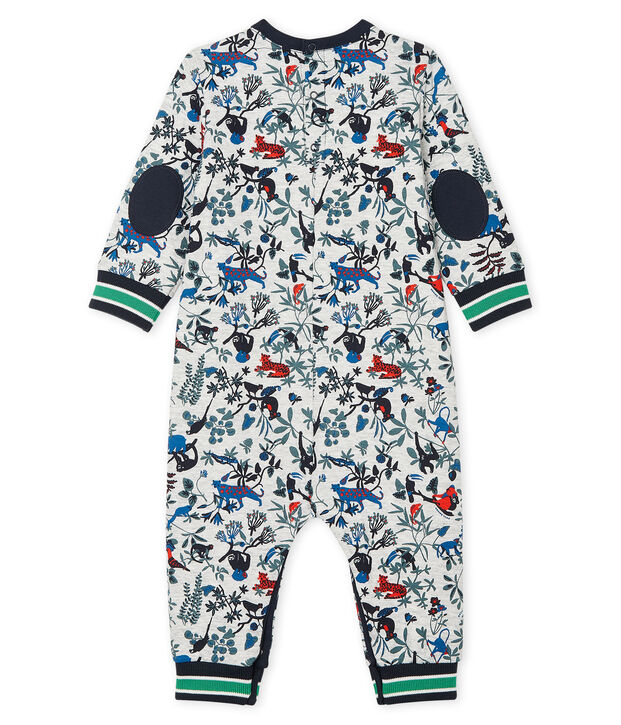 Combinaison longue b&eacute;b&eacute; gar&ccedil;on en tubique matelass&eacute; gris/multicouleur