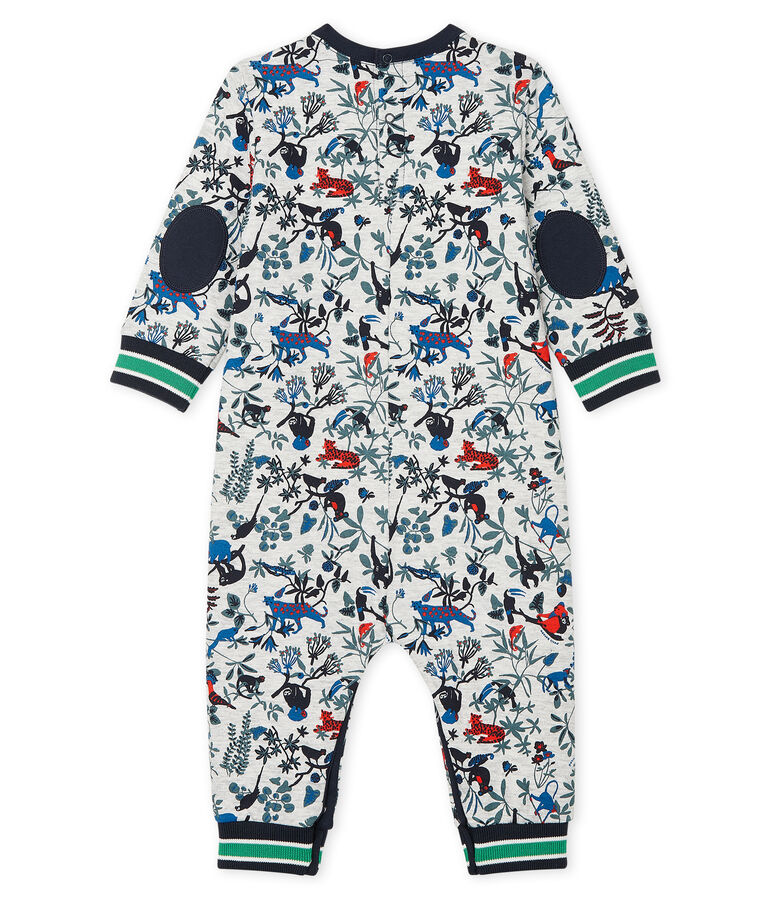 Combinaison longue b&eacute;b&eacute; gar&ccedil;on en tubique matelass&eacute; gris/multicouleur