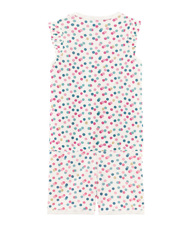 Pyjacourt petite fille en c&ocirc;te blanc/multicouleur