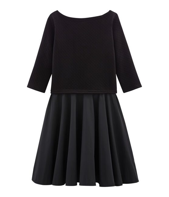 Robe bi-matière manches longues femme noir NOIR