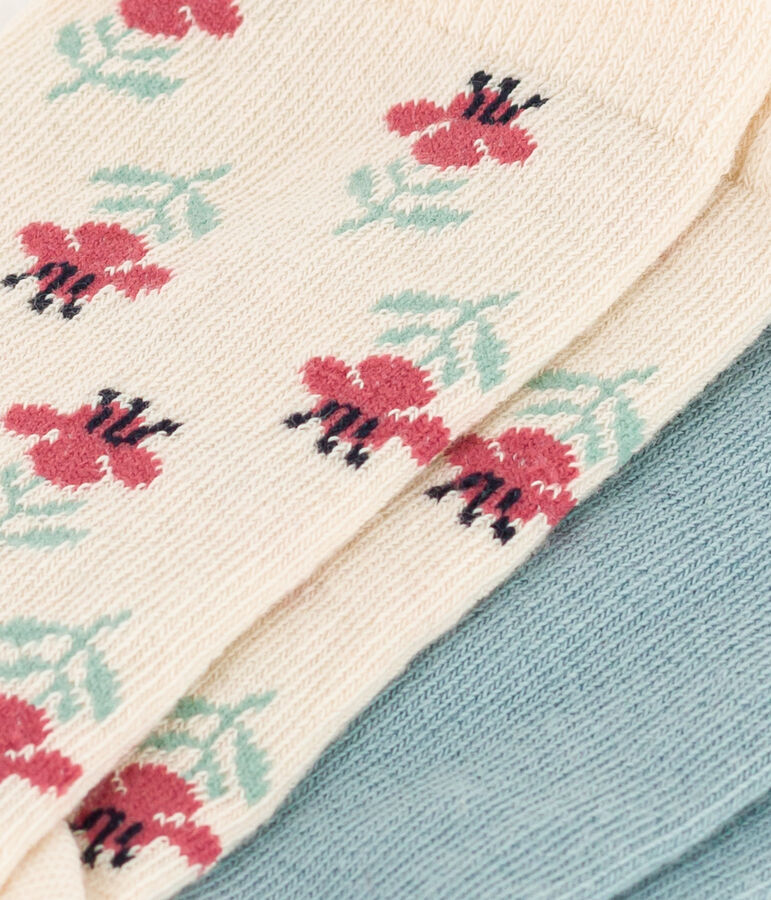 Lot de 2 paires de chaussettes fleurs en jersey de coton enfants multicouleur