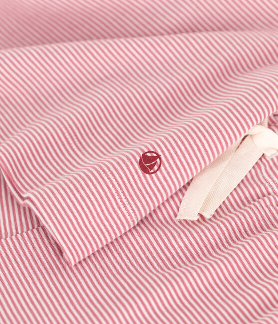 Pyjama short femme en coton à rayures rose ROSEWOOD/ MARSHMALLOW