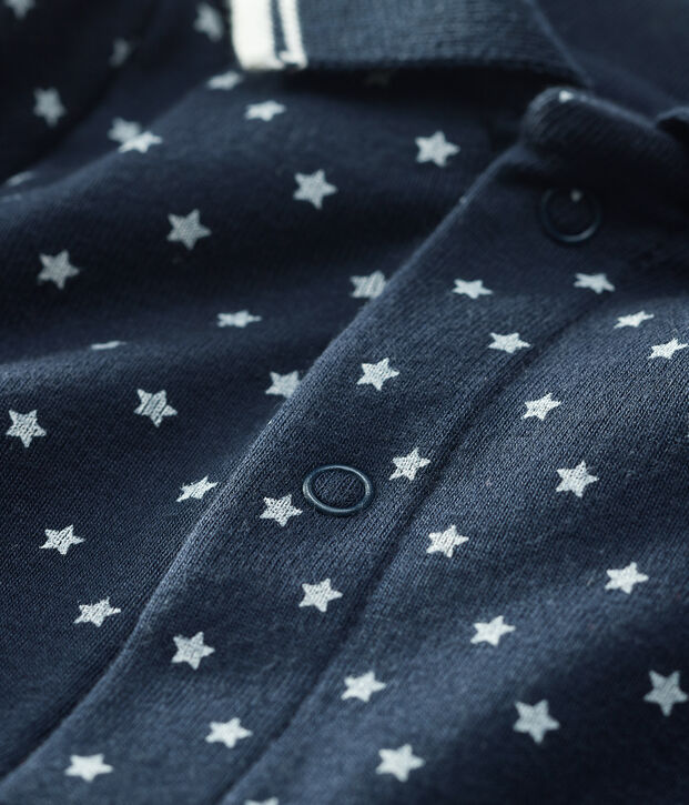 Body manches longues col polo b&eacute;b&eacute; bleu/blanc