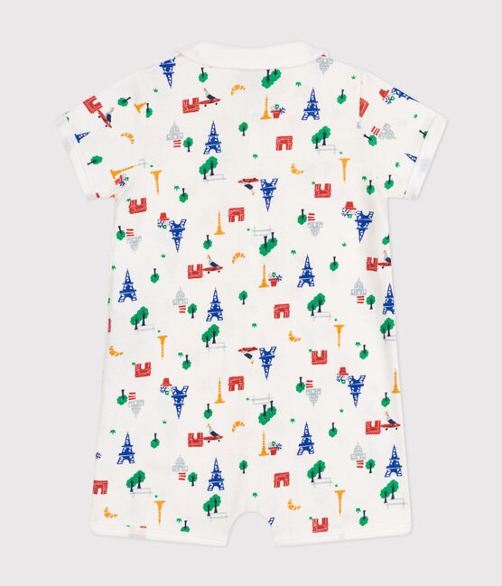 Combinaison courte en coton bébé blanc MARSHMALLOW/blanc MULTICO