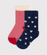 Lot de 2 paires de chaussettes cœurs en jersey de coton bébé