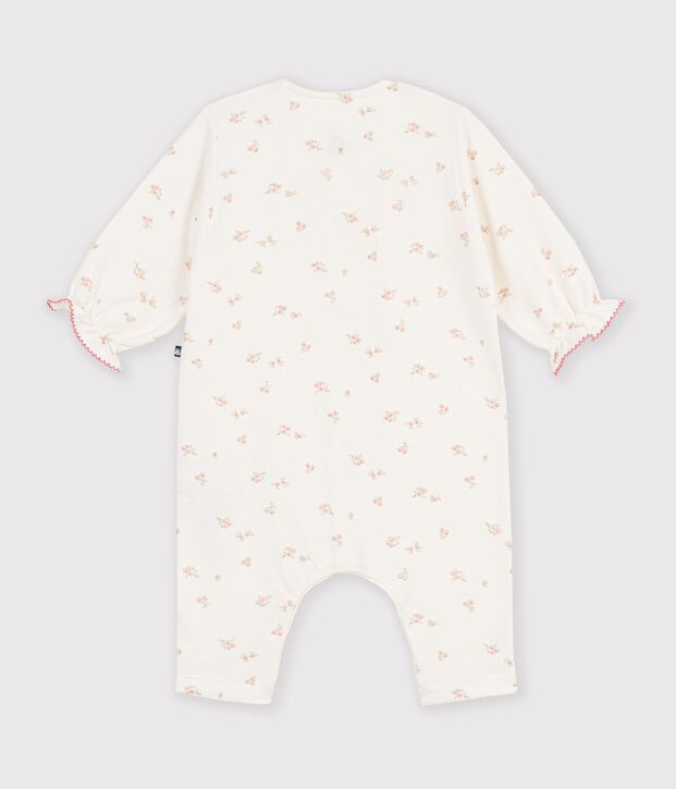 Combinaison b&eacute;b&eacute; en coton &agrave; volants imprim&eacute;e &agrave; fleurs &eacute;cru/multicouleur