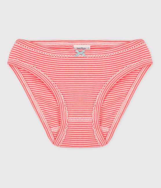Culotte petite fille en coton rose PEACHY/blanc MARSHMALLOW