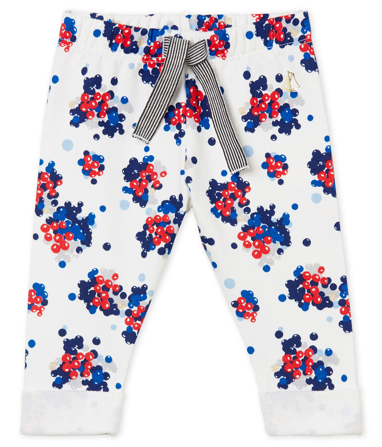 Pantalon b&eacute;b&eacute; fille imprim&eacute; blanc/multicouleur