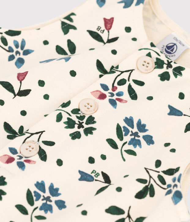 Combinaison longue b&eacute;b&eacute; imprim&eacute;e en molleton &eacute;cru/multicouleur