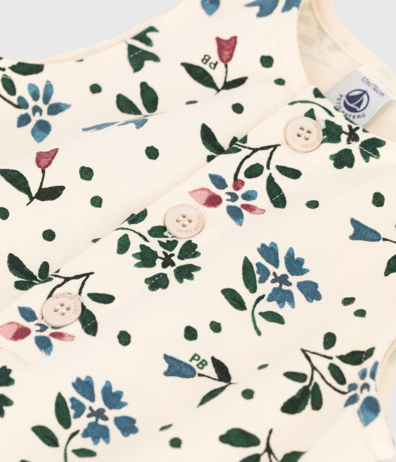 Combinaison longue b&eacute;b&eacute; imprim&eacute;e en molleton blanc AVALANCHE/ MULTICO