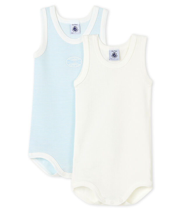 Lot de 2 bodies sans manches b&eacute;b&eacute; gar&ccedil;on multicouleur
