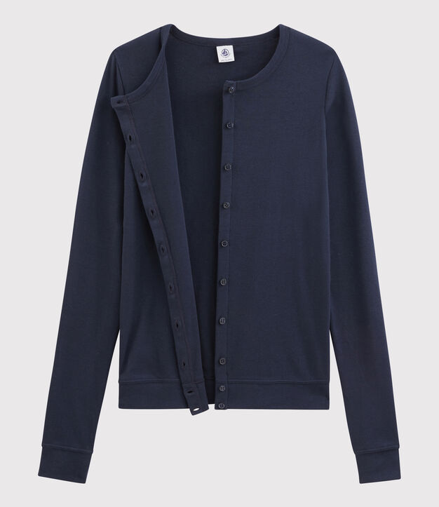 Cardigan iconique en coton Femme bleu marine