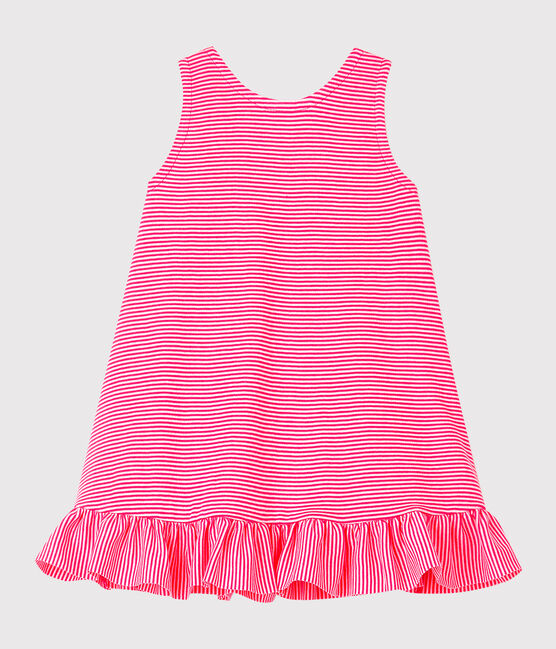 Robe sans manches bébé fille en maille rose GEISHA/blanc MARSHMALLOW