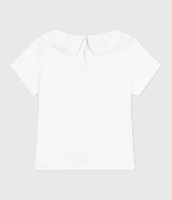 Teeshirt enfant en coton manches courtes à col uni blanc MARSHMALLOW