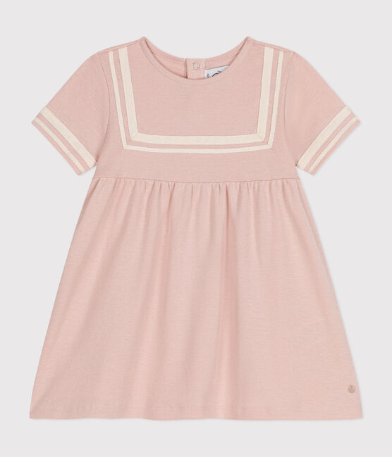 Robe style marin en coton bio bébé rose SALINE